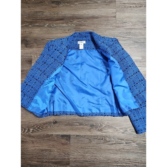 Vintage Henry Lee Women's 8 Petite Tweed Skirt Suit Set Blue Carrer Office - Picture 10 of 16